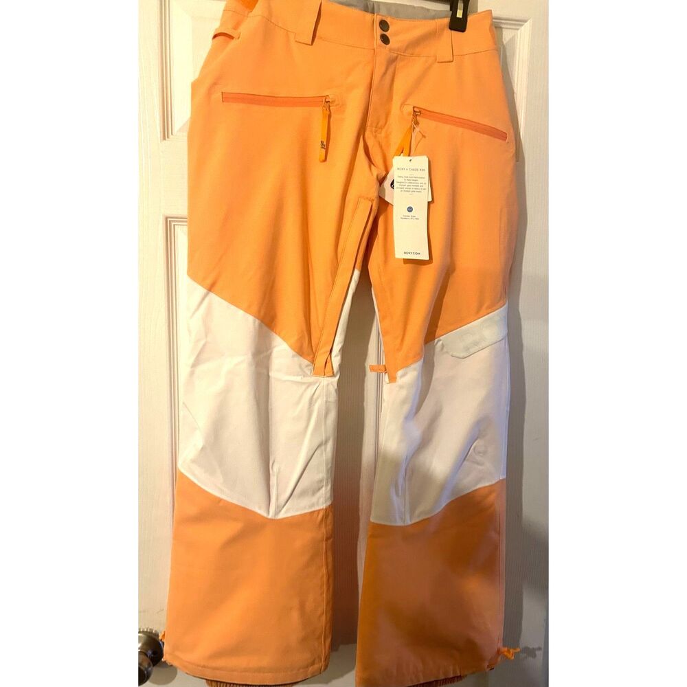 Roxy Womens Chloe Kim Woodrose Snowboard Pants XS Mock Orange NWT